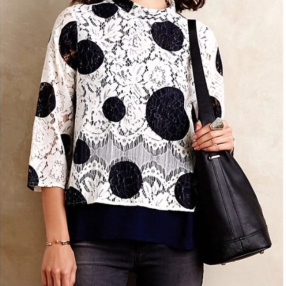 HD in Paris Anthropologie Lace Polka Dot Tunic